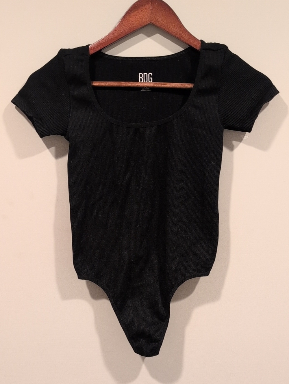 BDG Urban Outfitters Black Ribbed Short-Sleeve One-Piece Bodysuit